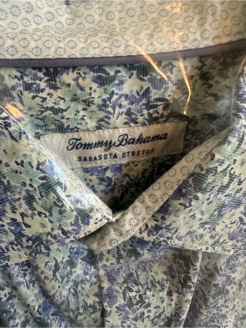 Tommy Bahama Short-Sleeve Floral Button-Down in Blue and Mint Green
